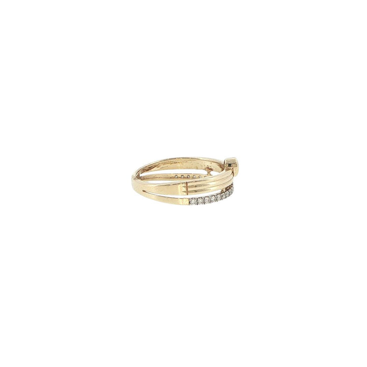14K Yellow Gold Double Band Diamond Ring
