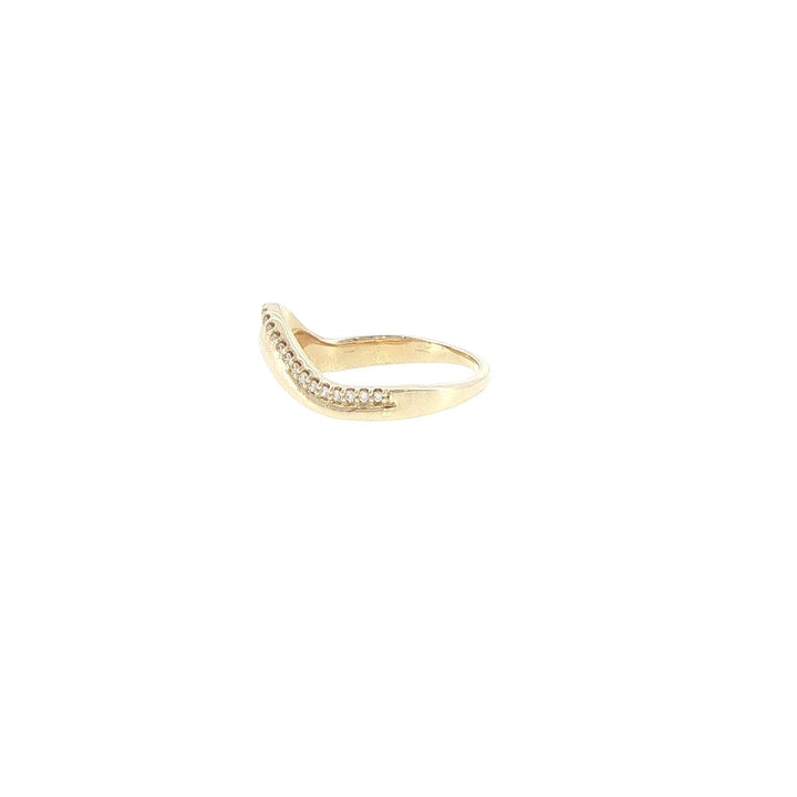 14K Yellow Gold Curved Contour Diamond Ring