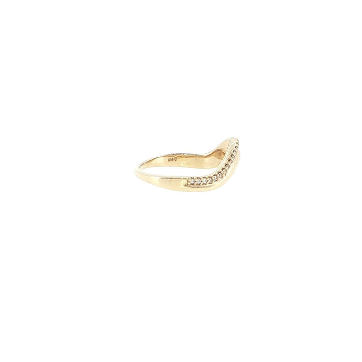 14K Yellow Gold Curved Contour Diamond Ring