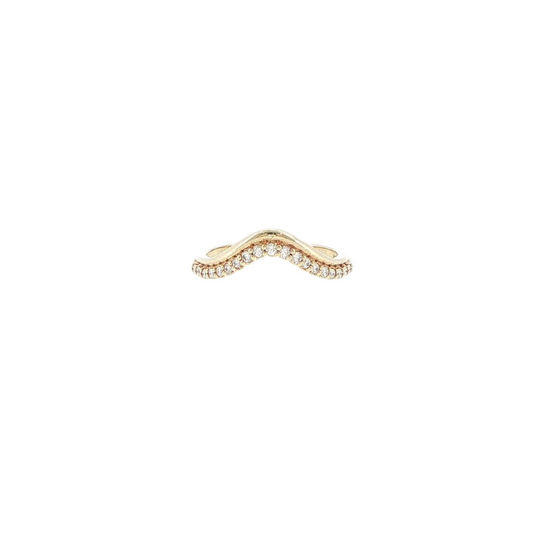 14K Yellow Gold Curved Contour Diamond Ring