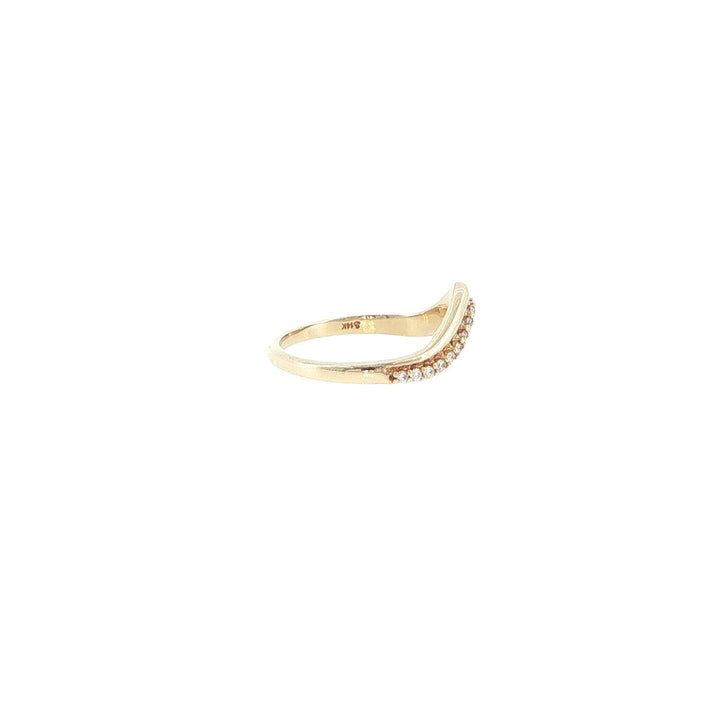 14K Yellow Gold Curved Contour Diamond Ring