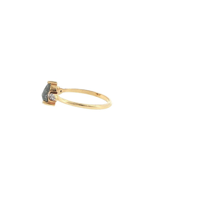 14K Yellow Gold Pear Salt & Pepper Diamond Ring