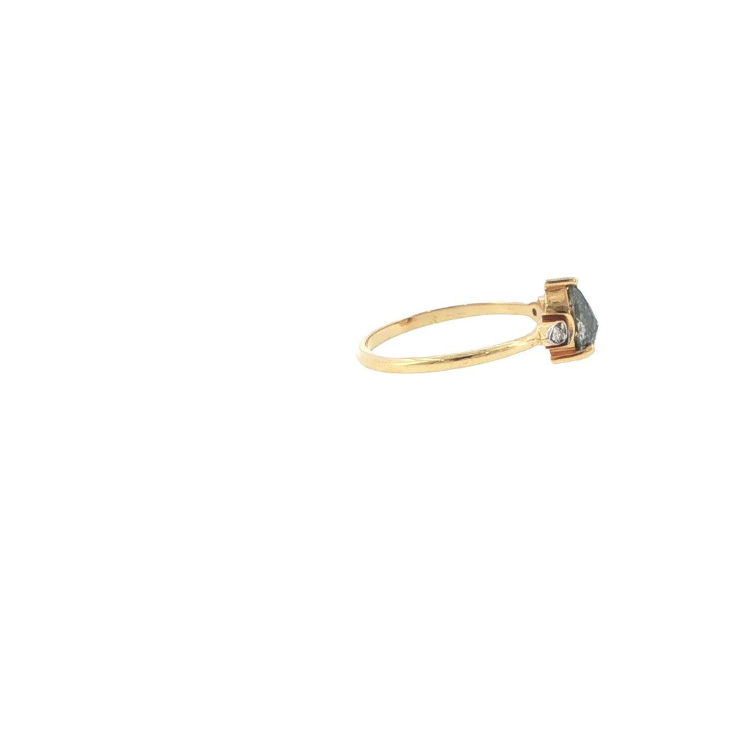 14K Yellow Gold Pear Salt & Pepper Diamond Ring