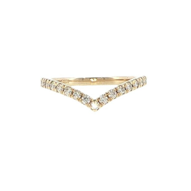14K Yellow Gold French V Contour Diamond Ring