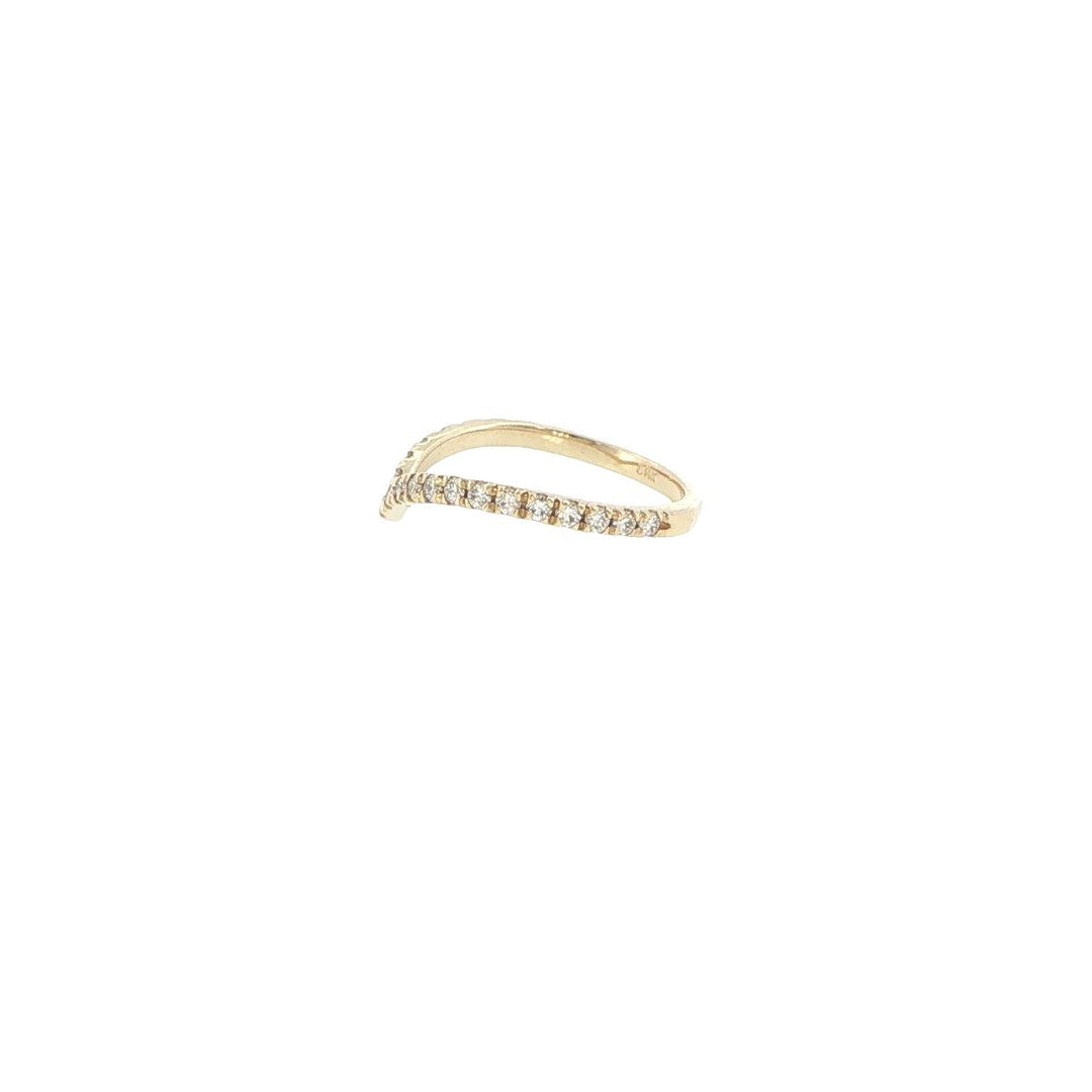 14K Yellow Gold French V Contour Diamond Ring