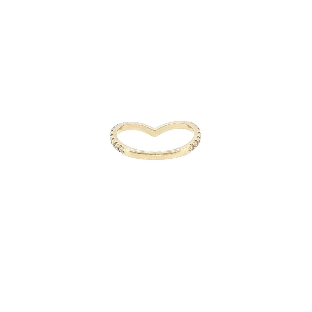 14K Yellow Gold French V Contour Diamond Ring