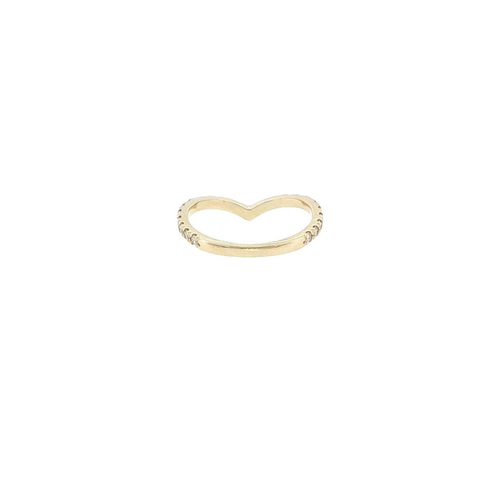 14K Yellow Gold French V Contour Diamond Ring