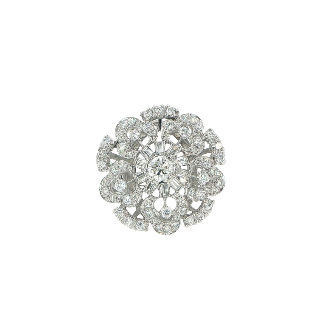 Vintage Platinum Diamond Cluster Ring