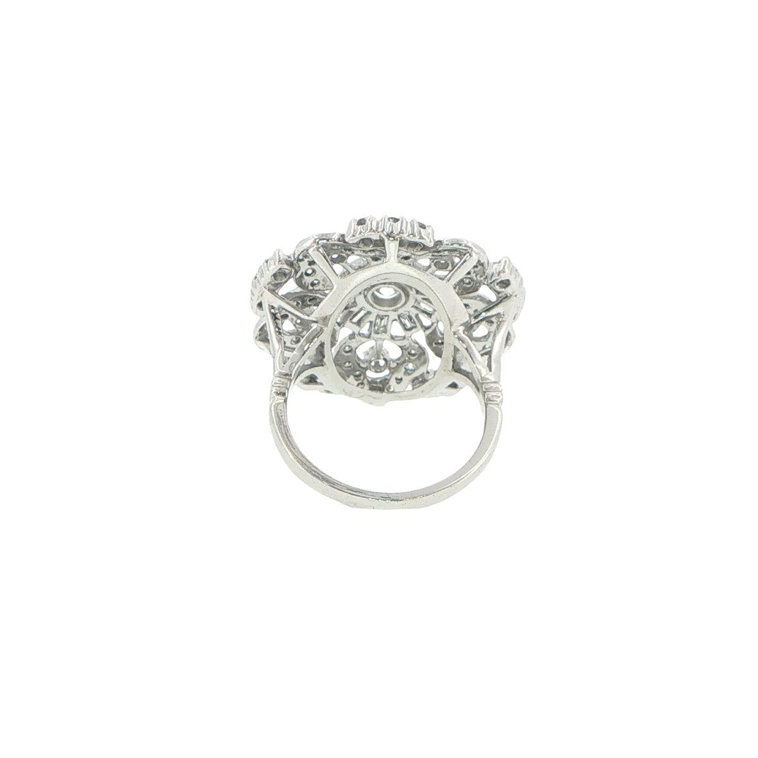 Vintage Platinum Diamond Cluster Ring