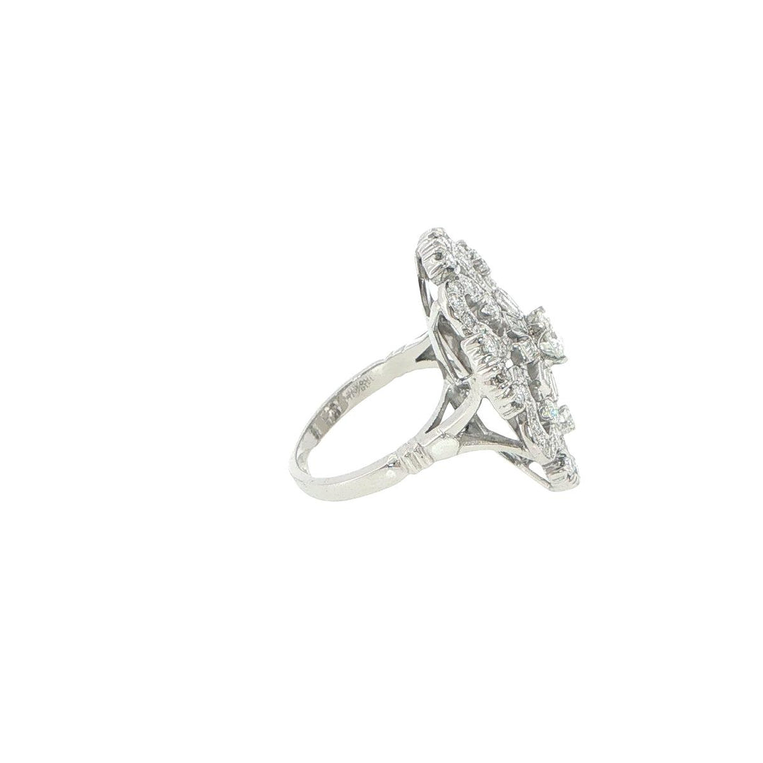 Vintage Platinum Diamond Cluster Ring
