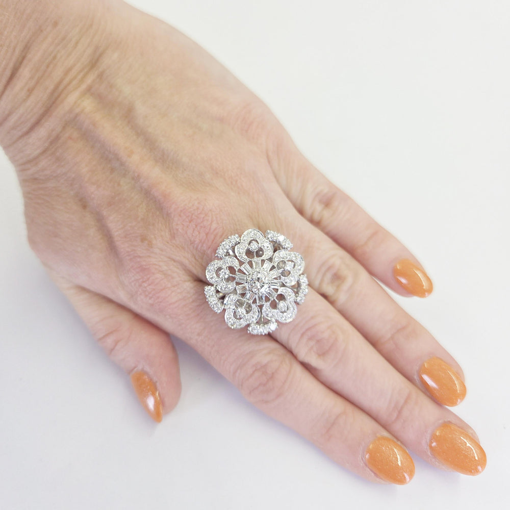 Vintage Platinum Diamond Cluster Ring