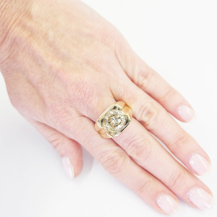14K Yellow Gold Men's Desert Diamond Solitaire Ring