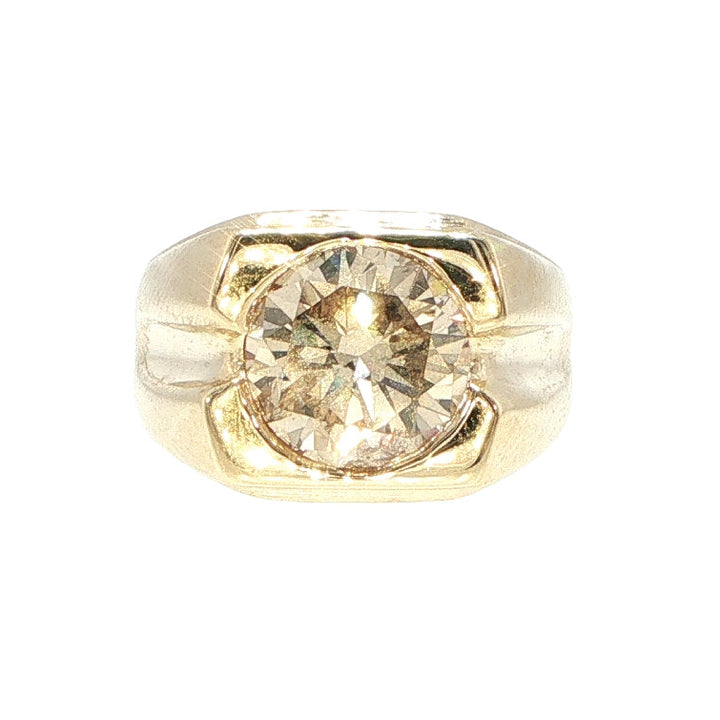 14K Yellow Gold Men's Desert Diamond Solitaire Ring