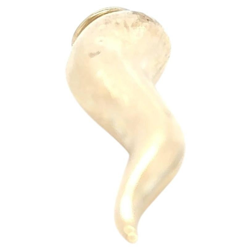 14K Yellow Gold Italian Horn Charm Pendant Satin Finish