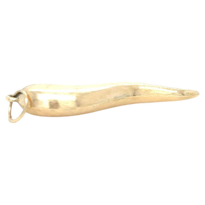 14K Yellow Gold Italian Horn Charm Pendant Satin Finish