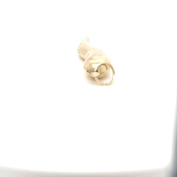 14K Yellow Gold Italian Horn Charm Pendant Satin Finish