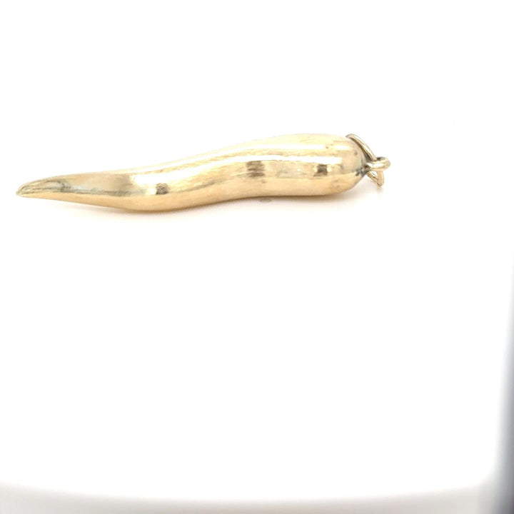 14K Yellow Gold Italian Horn Charm Pendant Satin Finish