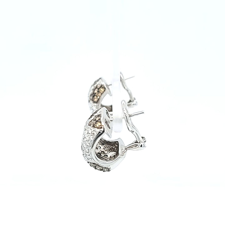 Brown and White Diamond Earrings