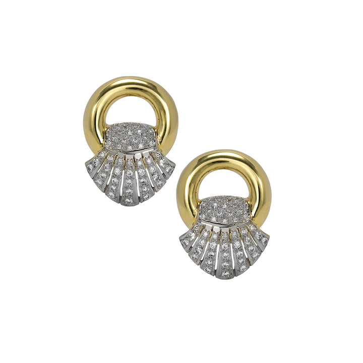 Diamond Fan Clip Earrings