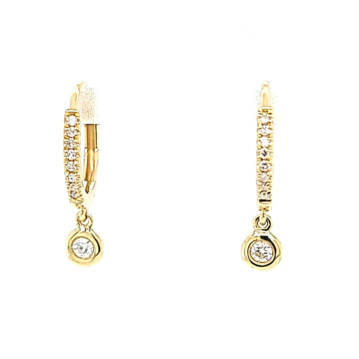 Bezel Set Diamond Dangle Hoop Earrings