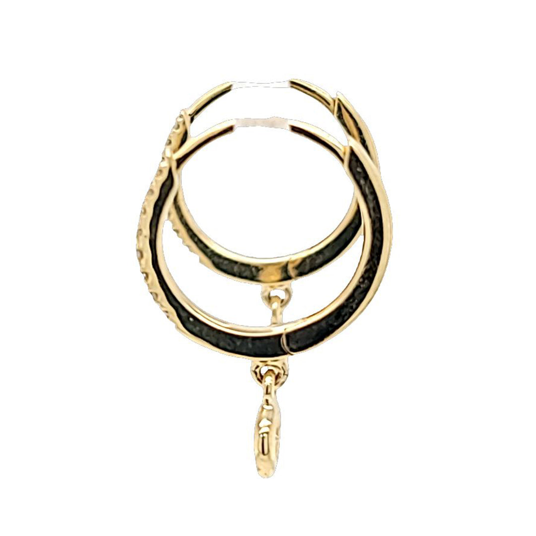 Bezel Set Diamond Dangle Hoop Earrings