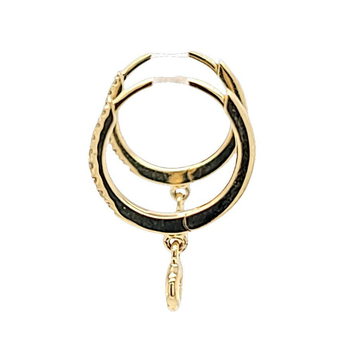 Bezel Set Diamond Dangle Hoop Earrings