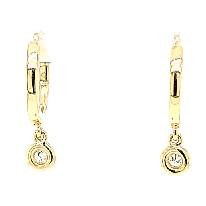 Bezel Set Diamond Dangle Hoop Earrings