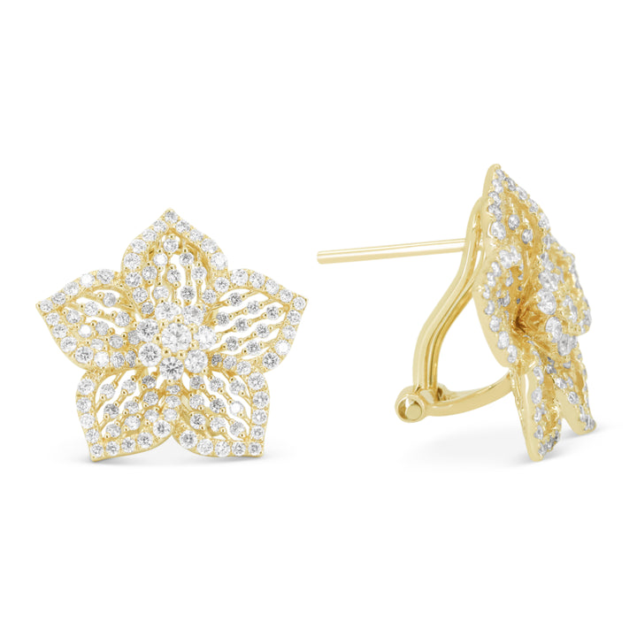 Openwork Flower Diamond Earrings