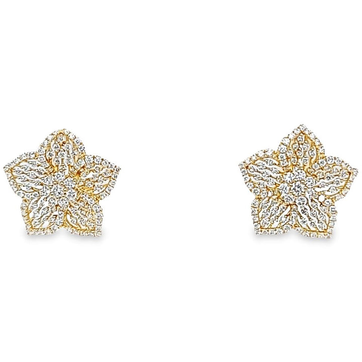 Openwork Flower Diamond Earrings