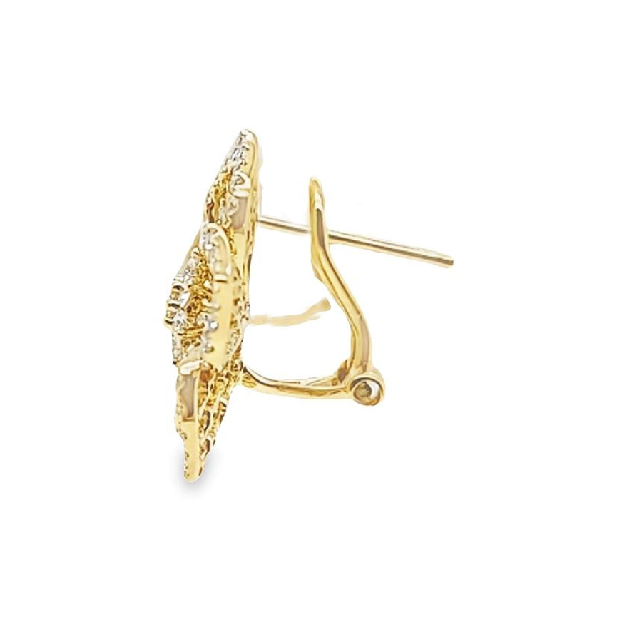 Openwork Flower Diamond Earrings