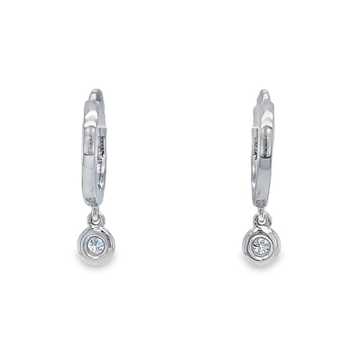 Bezel Set Diamond Dangle Hoop Earrings