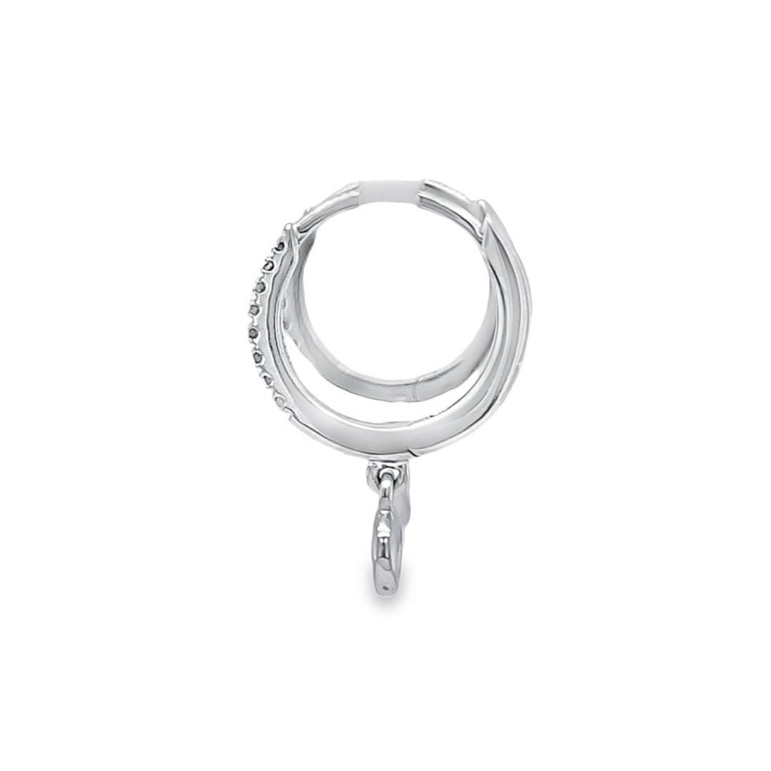 Bezel Set Diamond Dangle Hoop Earrings