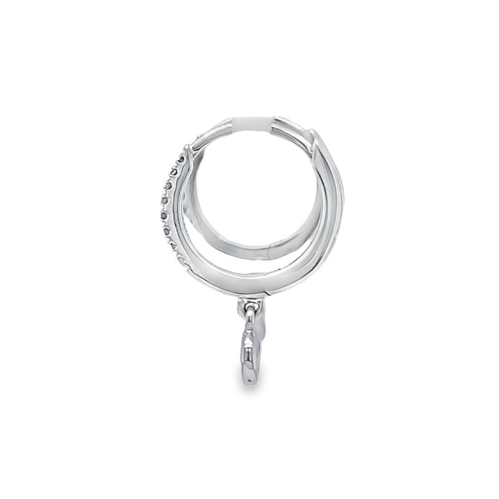 Bezel Set Diamond Dangle Hoop Earrings