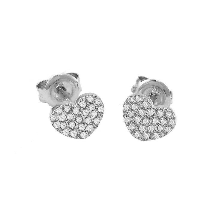 Pave Diamond Heart Stud Earrings