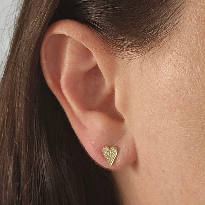 Pave Diamond Heart Earrings