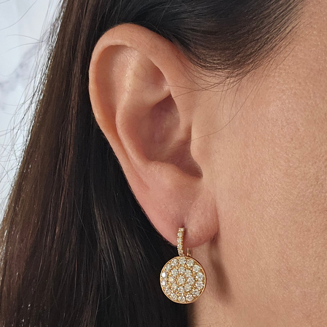 Pave Diamond Disc Huggie Earrings