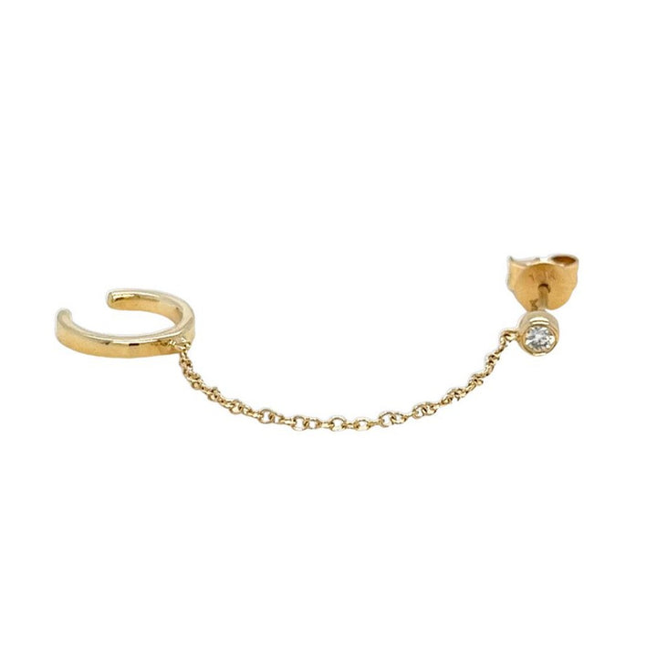 Single Ear Cuff Chain Diamond Stud Earring