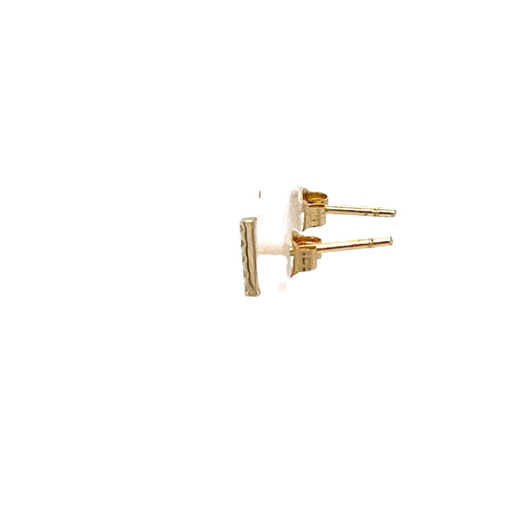 14K Yellow Gold Bar Diamond Stud Earrings
