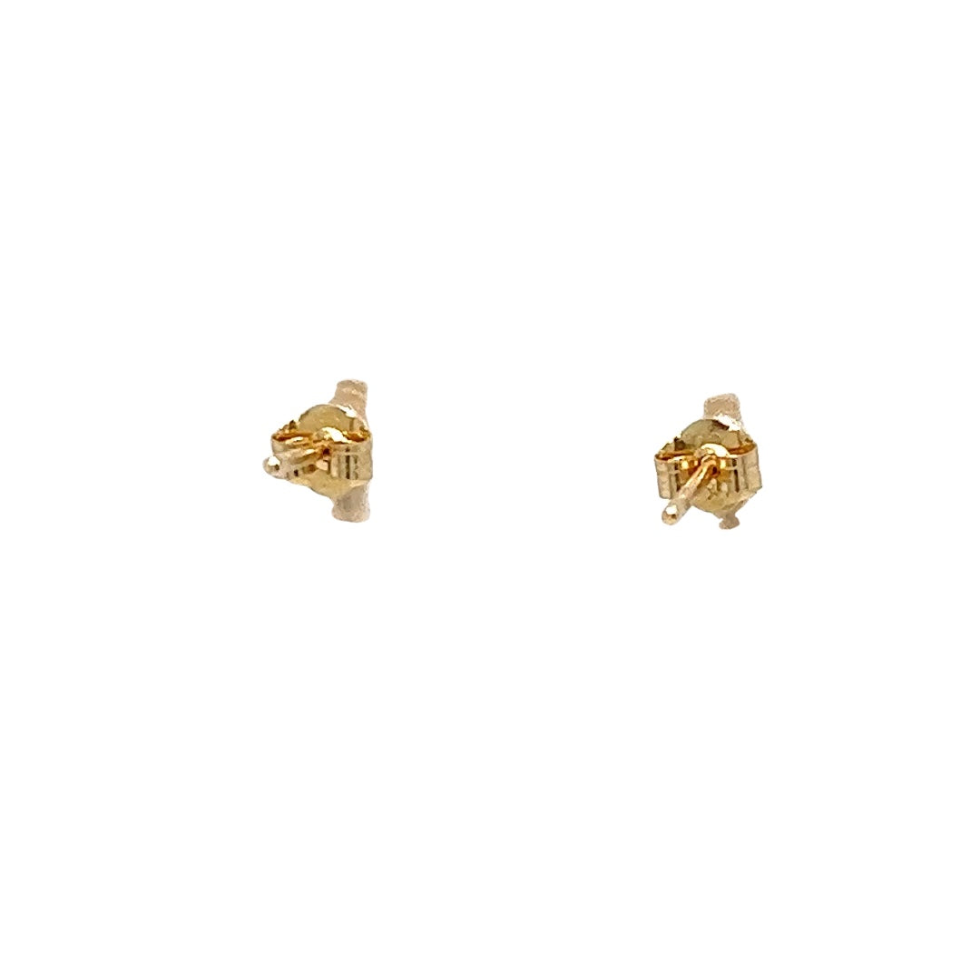 14K Yellow Gold Bar Diamond Stud Earrings