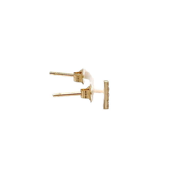 14K Yellow Gold Bar Diamond Stud Earrings
