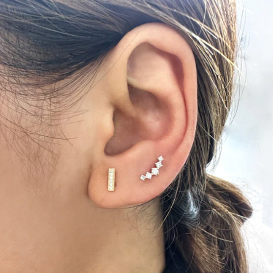Diamond Bar Stud Earrings