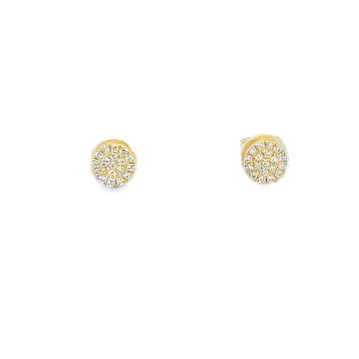 Pave Diamond Disc Stud Earrings