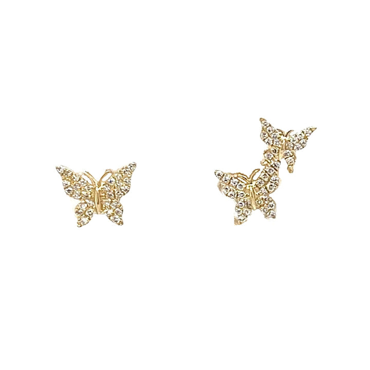 Asymmetrical Diamond Butterfly Earrings