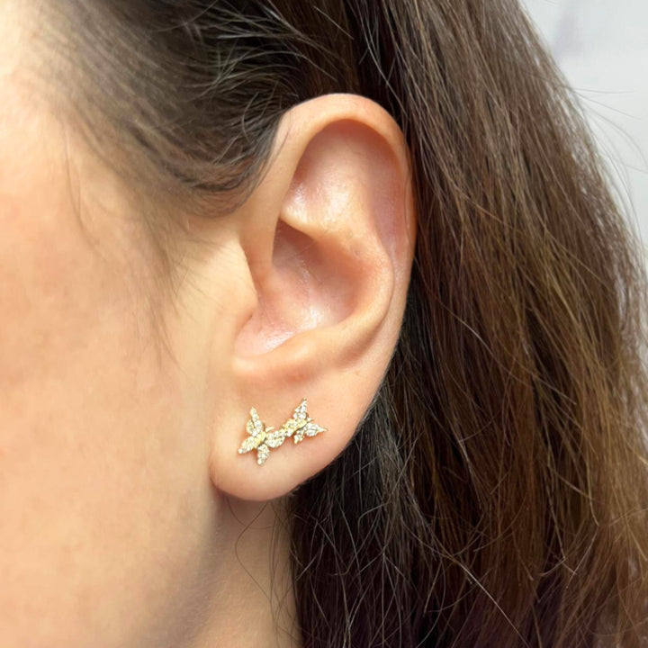 Asymmetrical Diamond Butterfly Earrings