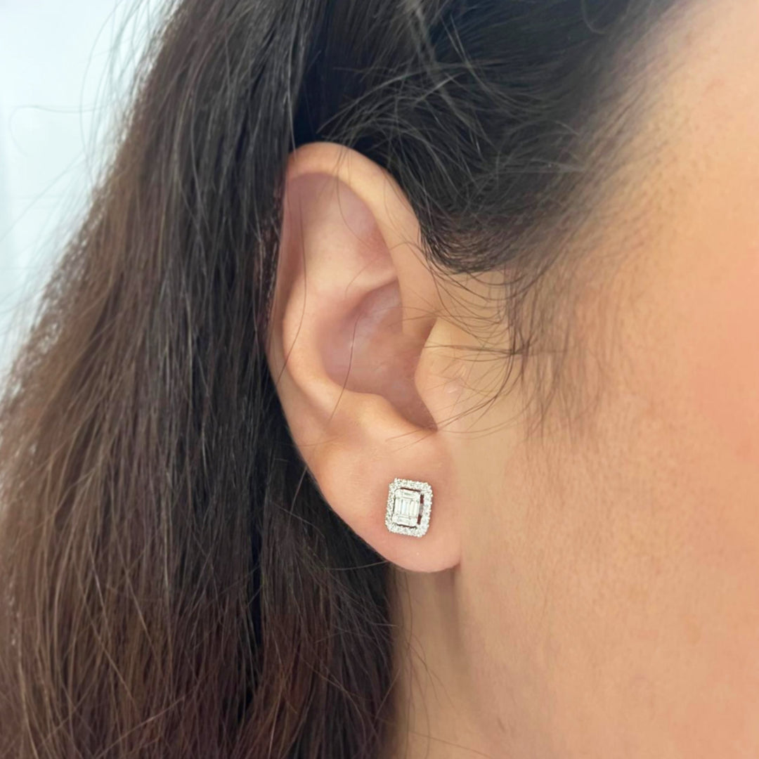 Diamond Cluster Stud Earrings