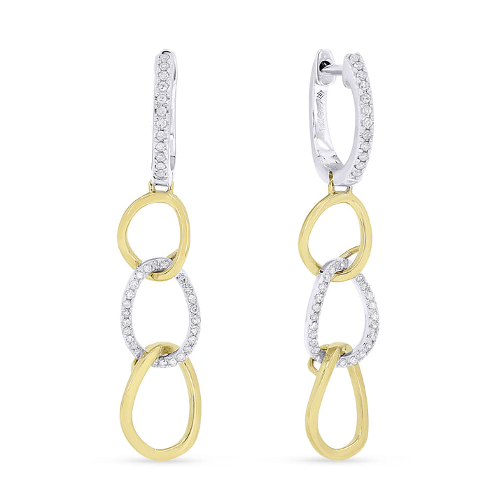 14K Two-Tone Gold Diamond Drop Earrings