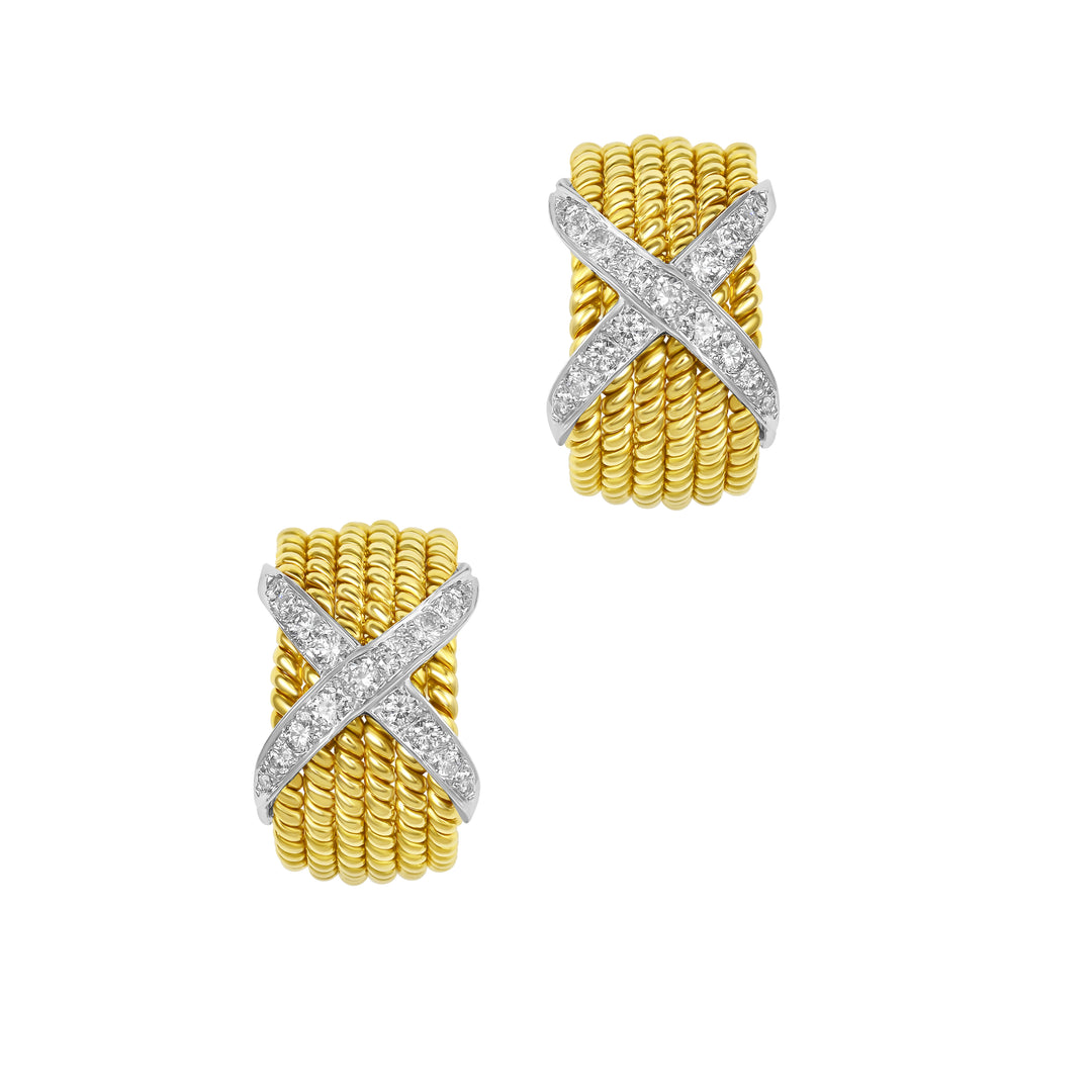 Tiffany & Co Jean Schlumberger 18K Yellow White Gold X Earrings