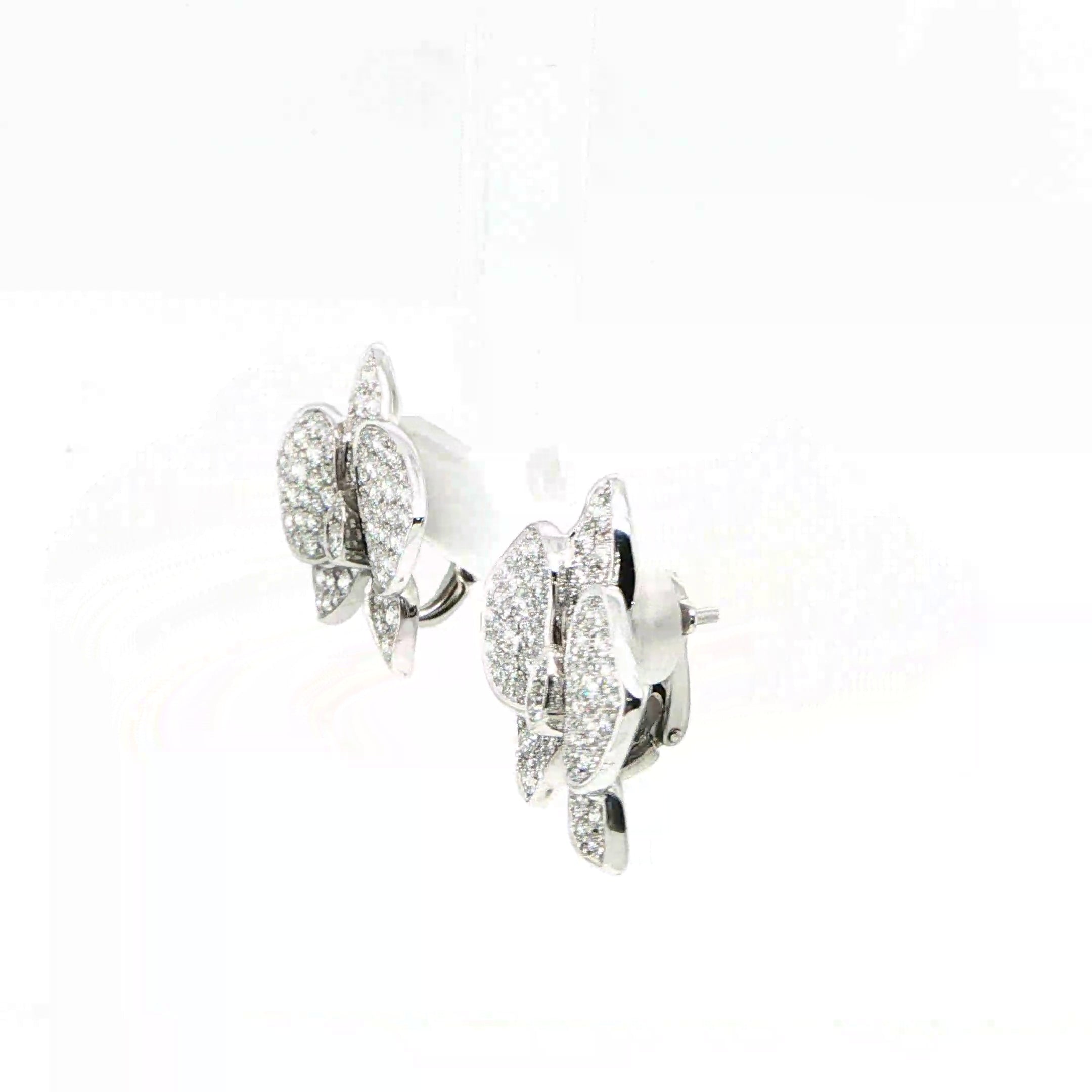 Cartier Caresse D'orchidees 18K White Gold Diamond Earrings