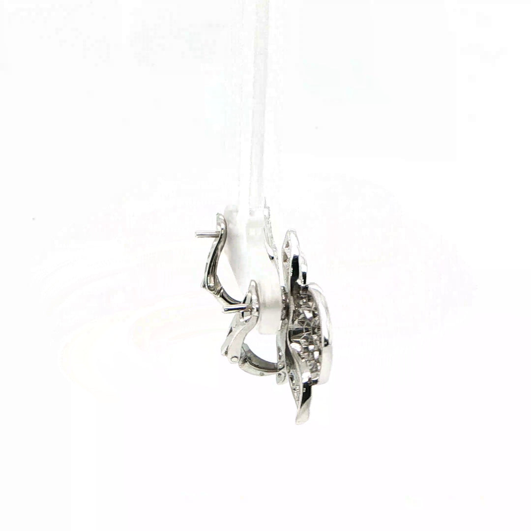 Cartier Caresse D'orchidees 18K White Gold Diamond Earrings