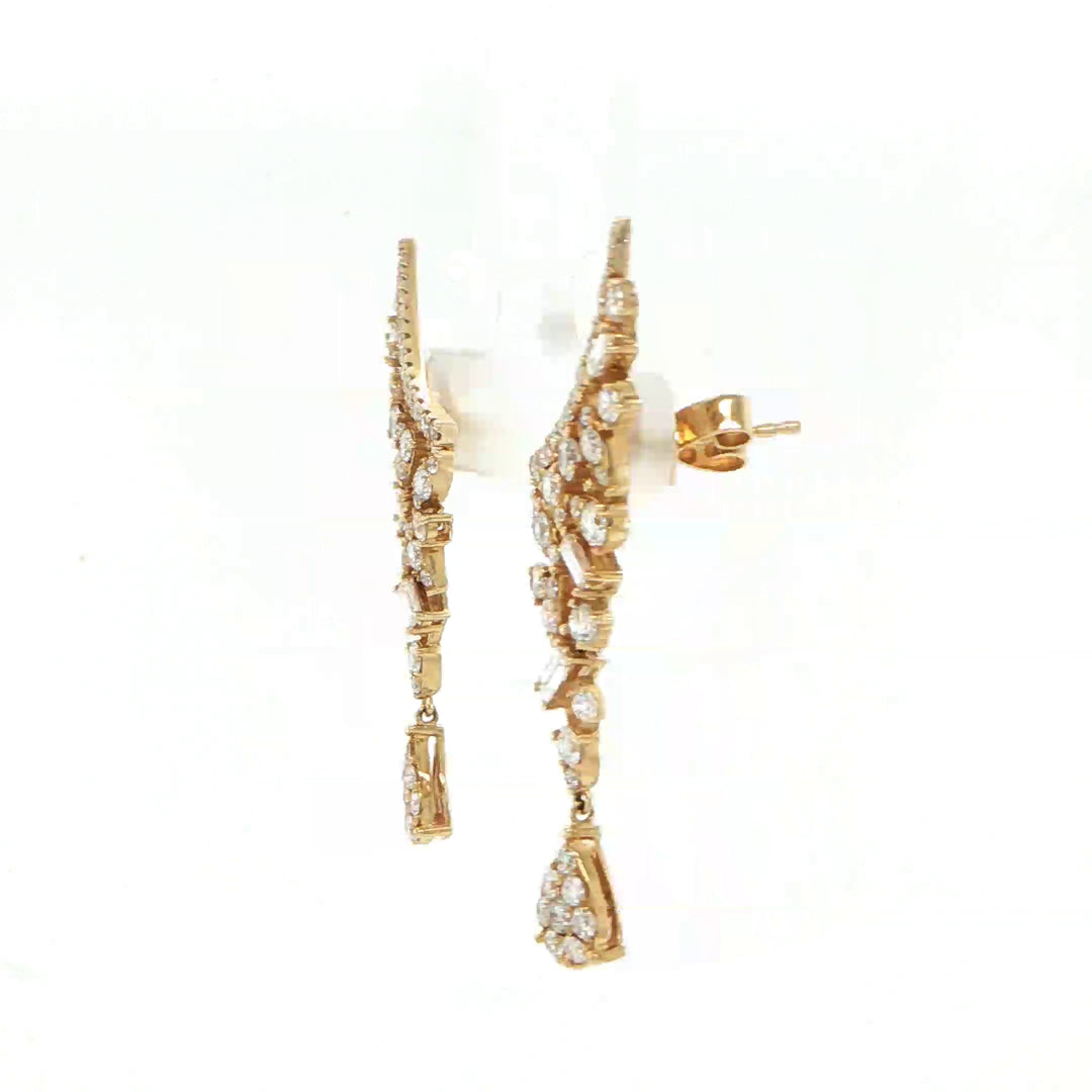 14K Yellow Gold Crawler Drop Diamond Earrings